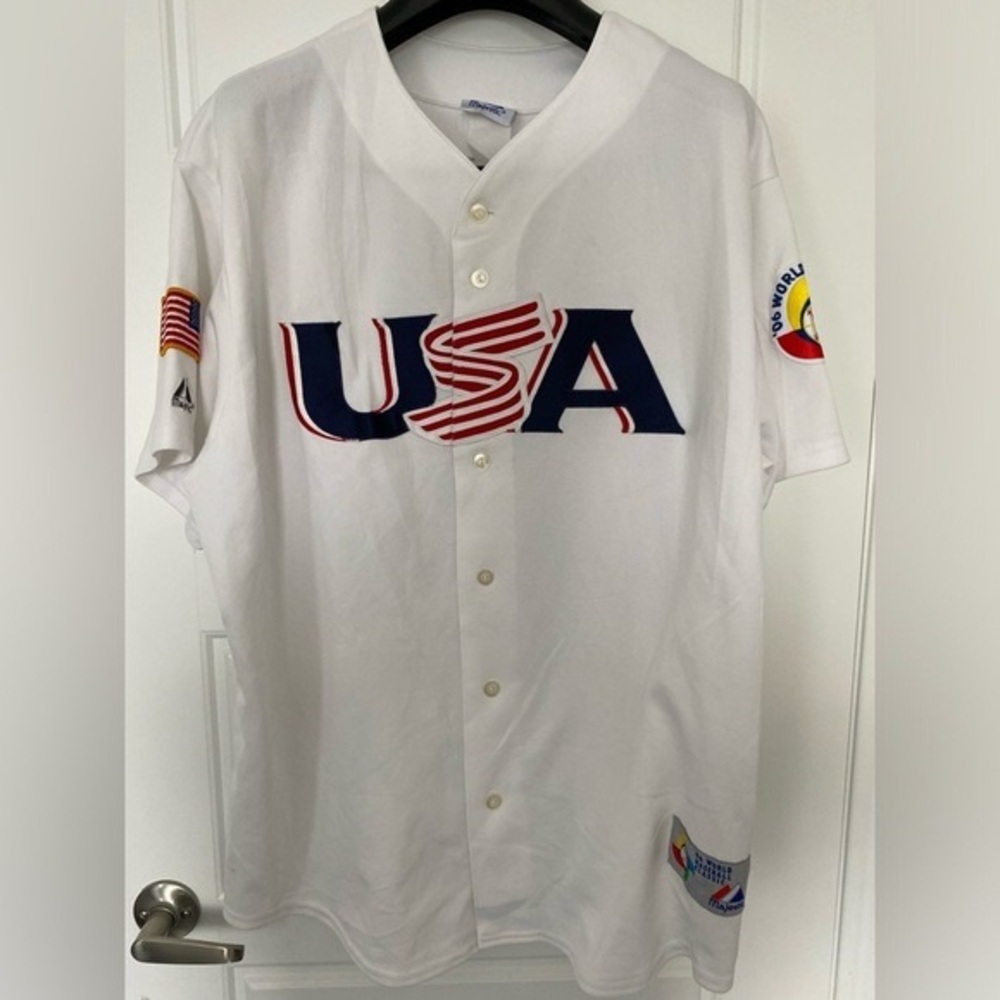 MLB '06 USA JETER 02 WORLD BASEBALL CLASSIC MAJESTIC White Jersey in XXL - Picture 4 of 15